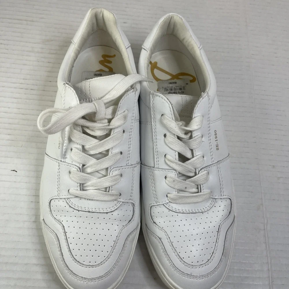 Sam Edelman Women's Edie Sneakers Shoes Low Top White Leather Lace Up Size 8.5